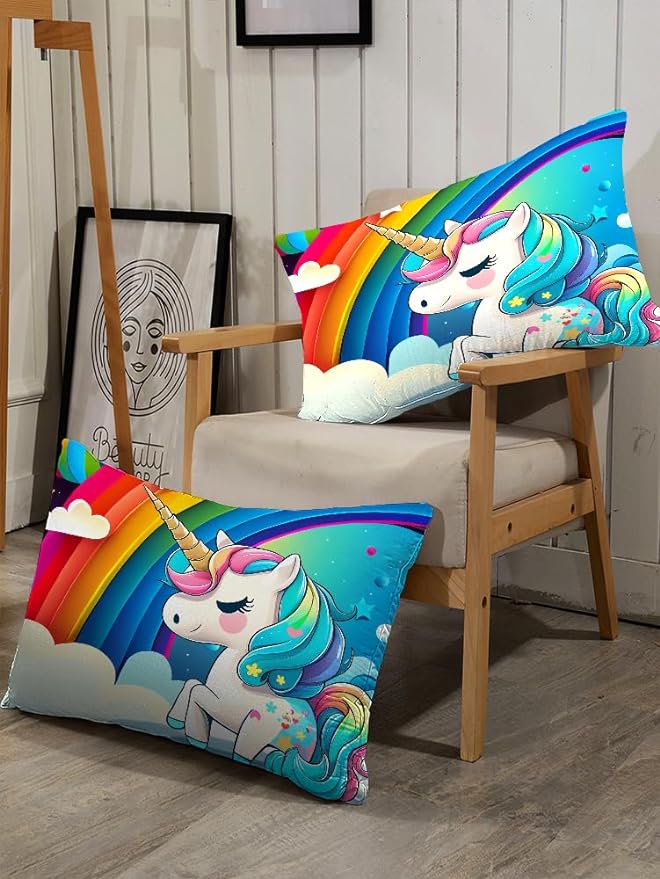 Unicorn Bedding Full Size Rainbow Comforter Set for Girls Kids Children Boys Teens Cartoon Unicorn Colorful Starry Blue Glitter Quilt 1 Comforter + 2 Pillow Cases