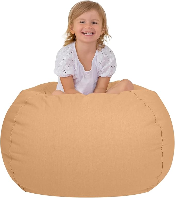Aubliss Stuffed Animal Bean Bag Storage Chair (Solid Khaki, Medium (32''))