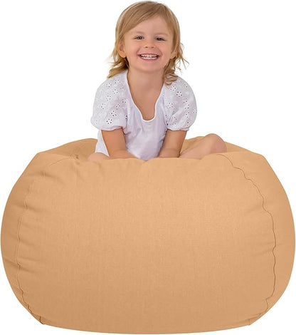 Aubliss Stuffed Animal Bean Bag Storage Chair (Solid Khaki, Medium (32''))