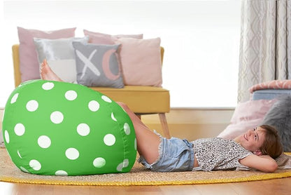 Aubliss Stuffed Animal Bean Bag Storage Chair (Green Dot, X-Large (48''))