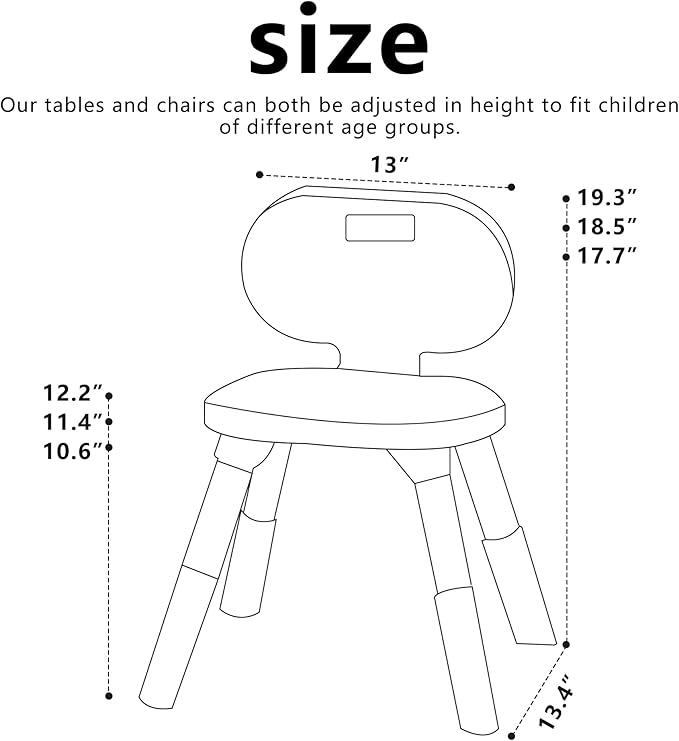 3 Level Height Adjustable Kids Chairs Plastic Preschool Chair Durable and Lightweight Child Chair with a Maximum Load Capacity of 220 pounds Suitable for Day Care, Classroom, and Home (1-Pack Beige)