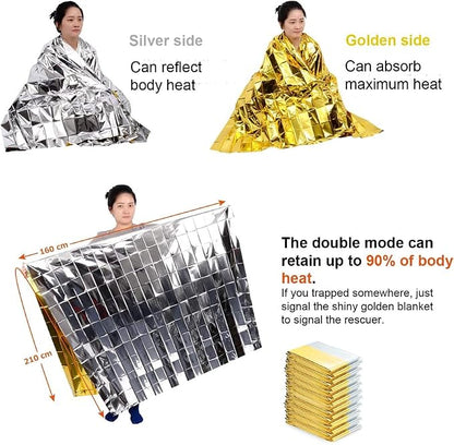ISOP Rescue Blanket Gold & Silver | 11 Units Large Size 82 x 63 in | Emergency Thermal Blankets Survival Blankets First Aid | Warmth Retaining Blanket | Multi-Use Lightweight & Compact