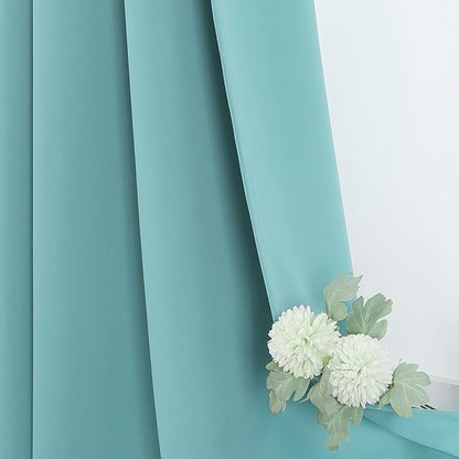 ChrisDowa Blackout Curtains 63 inches Long for Bedroom - 2 Panels Set Grommet Thermal Insulated Room Darkening Curtains for Living Room (Aqua, 52 x 63 Inch)