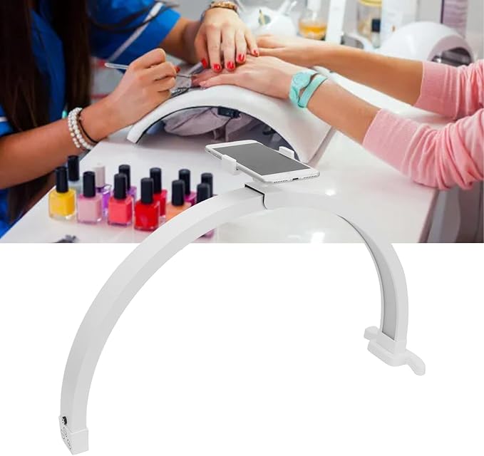 Dpofirs 20 Inch Lash Light, LED Half Moon Nail Desk Lamp, U Shaped Fill Light Floor Lamp, Half Moon Light Nail Lamp for Desk, Lash Tech Light, Manicure Led Light for Beauty Skincare (US