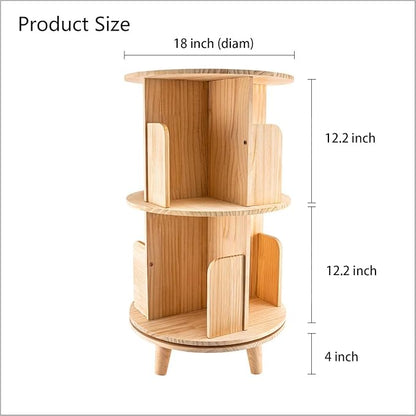 Gdrasuya10 2 Tier Rotating Bookshelf with Legs, Small Rotating Bookshelf Wood Revolving Bookcase Book Organizer Book Display Shelves Storage for Living Room Bedroom Study Room