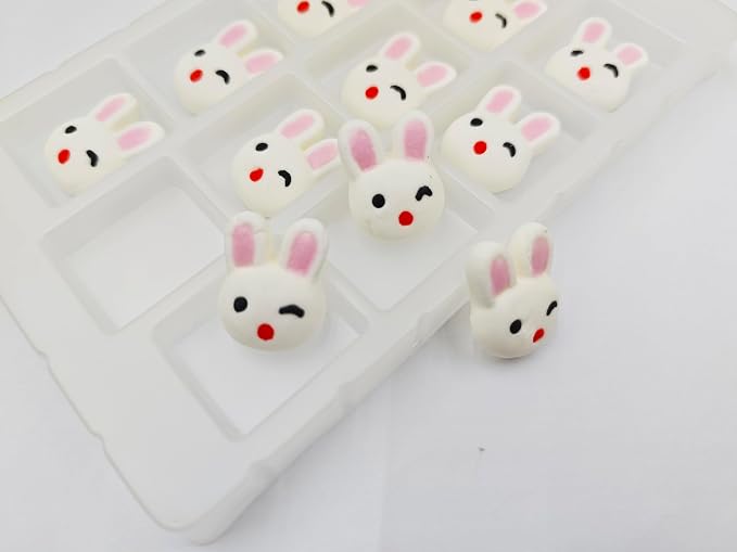 Edible 12 pcs Easter Themed Sugar Easter Rabbit cake decorations, Bunny cupcake toppers, perfect Icing Cookies decro for Cupcakes, Cake, Macaron and Cakecicles Decorating