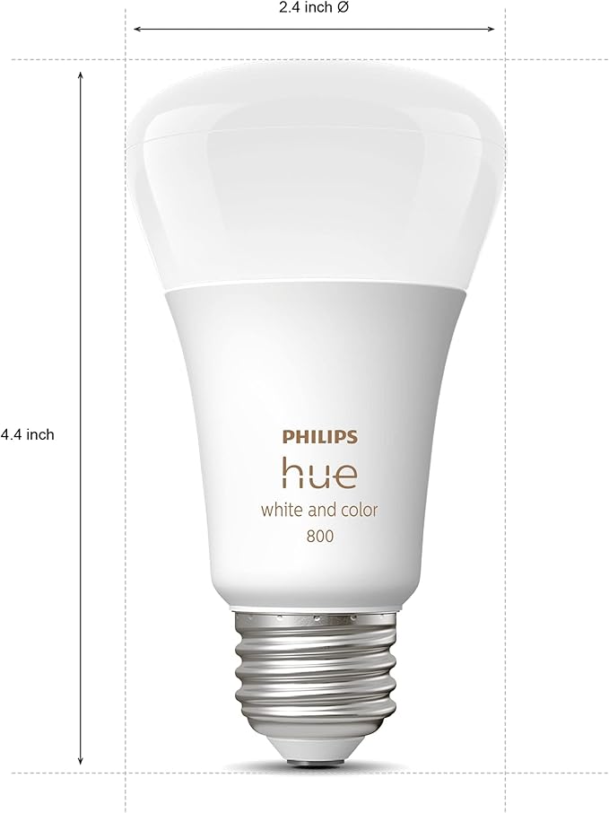 Philips Hue Smart 60W A19 LED Bulb - White and Color Ambiance Color-Changing Light - 2 Pack - 800LM - E26 - Indoor - Control with Hue App - Works with Alexa, Google Assistant and Apple Homekit