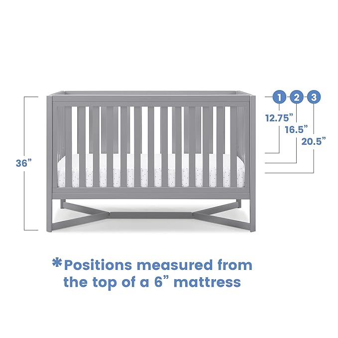 Delta Children Tribeca 4-in-1 Baby Convertible Crib, Grey