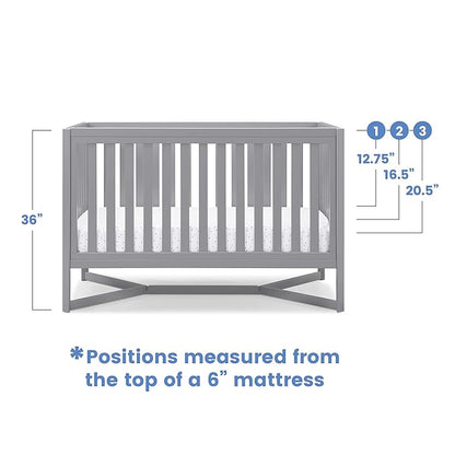Delta Children Tribeca 4-in-1 Baby Convertible Crib + Simmons Kids Quiet Nights Crib and Toddler Mattress Made from Recycled Water Bottles/GREENGUARD Gold Certified [Bundle], Grey