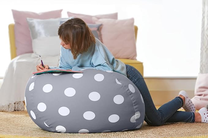Aubliss Stuffed Animal Bean Bag Storage Chair (Grey Dot, X-Large (48''))