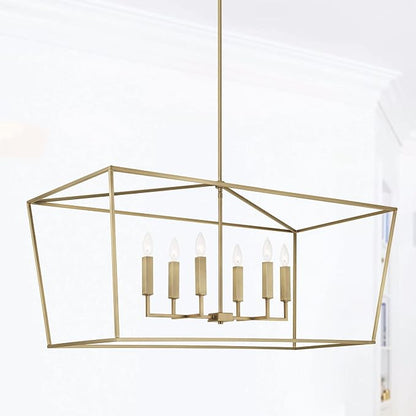 Capital Lighting 837661PN Thea Symmetrical Clear Line Island/Linear Pendant, 6-Light 360 Total Watts, 21" H x 42" W, Polished Nickel