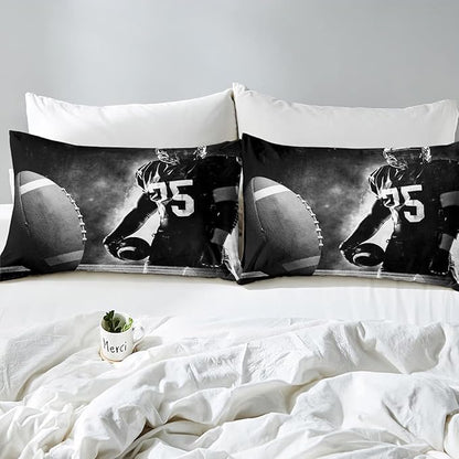 Erosebridal Football Down Comforter for Kids Boys Girls Teens Sports Theme Comforter Set Soccer Pattern Duvet Insert Football Match Bedding Set Youth Bedroom Decor Quilted with 2 Pillowcase,Queen