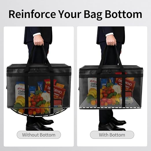 Bodaon Insulated Food Delivery Bag with Hard Bottom, XXXL, Black, 2 Pack | Heavy Duty Thermal Catering Tote for Hot Pizza, Cold Drinks & Meal Boxes for Delivery Staff, Restaurants, and Outdoor Events