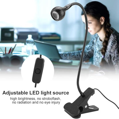 LED Desk Lamp, Ymiko USB Clip-on Reading Lights Eye Protection Book Clamp Light, 360 ° Flexible Gooseneck Clamp Lamp for Home Study Reading Kid's Room(Black)