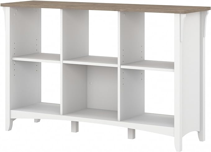 Bush Furniture BSH24462943 Salinas 6-Shelf 30-Inch H Cube Bookcase, Shiplap Gray/Pure White