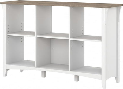 Bush Furniture BSH24462943 Salinas 6-Shelf 30-Inch H Cube Bookcase, Shiplap Gray/Pure White