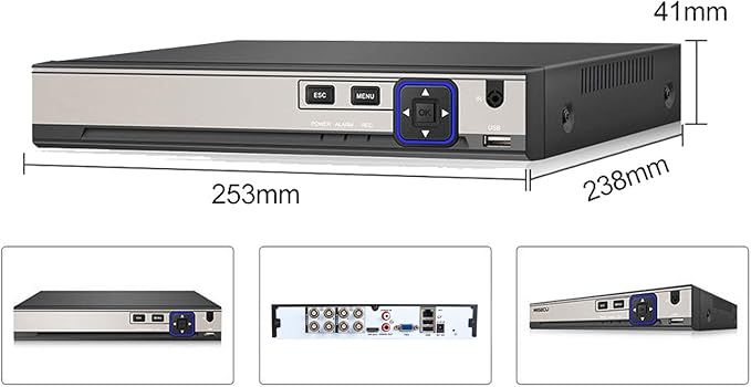 8CH 5M-N/1080N Full High Definition Hybrid for AHD/TVI/CVI/Analog/IP DVR H.265 CCTV Video Recorder P2P Remote Phone Monitoring for Home Security Surveillance System Camera (NO HDD)
