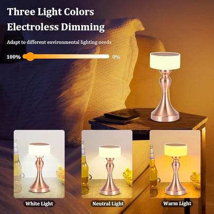 Portable LED Desk Lamp - 3-Color Touch Control,3-Levels Brightness,Rechargeable Battery,Ideal Bedside Lamp for Nightstand,Bedroom, Living Room