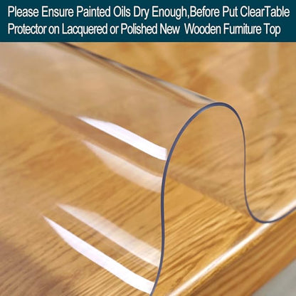 24x70 Inches Clear Plastic Dining Room Table Protector Desk Cover Wooden Furniture Topper Transparent Tablecloth Wipeable Vinyl PVC Waterproof for Rectangle Coffee End Table Chair Floors Mats Pad