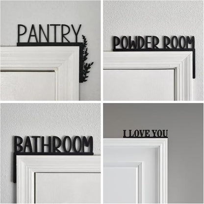 2025 New Year Gift - Cute Metal Door Topper Love You Bye Over Door Frame Decor Corner Sign Black Ornaments Wood Decorations Funny Christmas (I Love You)