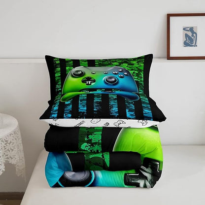 Gaming Comforter Set Full Size For Boys Kids Game Room Decor United States Bedding Set Video Game Gamer Down Comforter Camouflage Stripes Teens Bedroom Decor Gamepad Bedding Set With 2 Pillow Cases