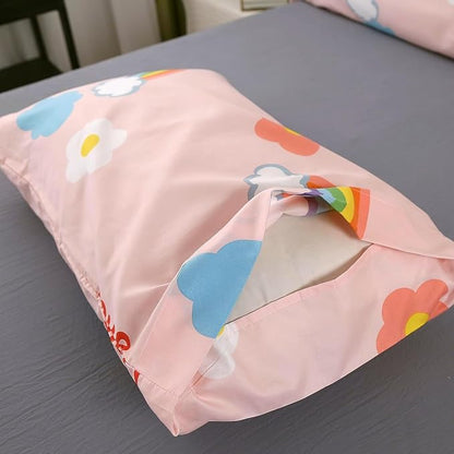 3PCS Rainbow Comforter Set Queen, Cute Pink Queen Size Flower Cloud and Rainbow Comforter Aesthetics, Super Soft and Comfort Microfiber, Kawaii Girls’ Bedroom Decor for Kids, Teens, Children, Women