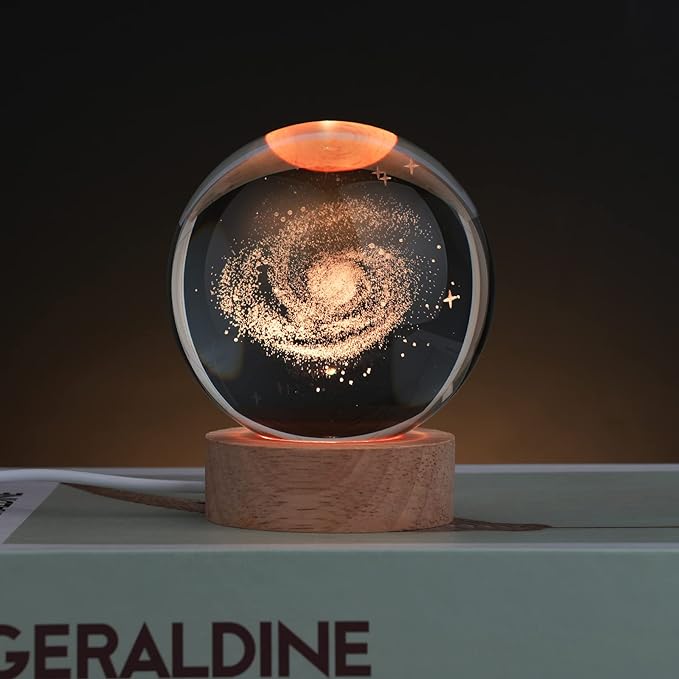 Large 3D Galaxy Crystal Ball Night Light, Crystal Lamp 16 Color Changing with Remote Control for Bedroom Decor, Birthday Gift for Teens Boys and Girls, Galaxy Model