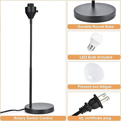 2 Pack LED Desk Lamp for Home Office, 3 Levels Dimmable Reading Light Flexible Gooseneck Table Lamp for Bedside Office, Rotary Switch Control, Bulb Included