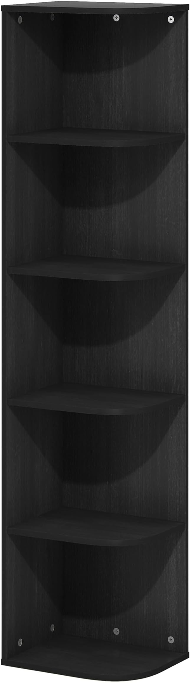 Furinno Pasir 5-Tier Corner Open Shelf Bookcase, Blackwood