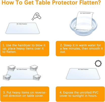 Clear Table Protector 17 X 48 Inch Thick Plastic Table Cover Protector Waterproof PVC Clear Tablecloth Protector Pad Vinyl Desk Top Protector Mat for Wood Coffee Glass End Sofa Side Dining Room Table