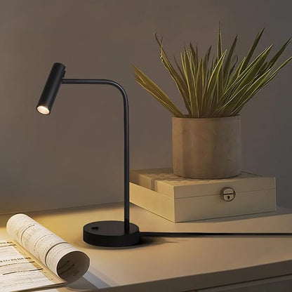 ZEROUNO Metal Desk Lamp, Eye-Caring Reading Table Lamp, Study Lamps with Flexible Adjustable Swing Arm, Table Lamp for Bedside Office Study Reading Work (Black)