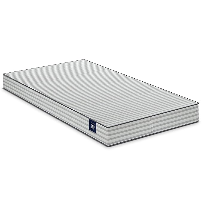 babyGap by Delta Children Charlie 6-in-1 Convertible Crib TrueSleep Crib and Toddler Mattress (Bundle), Bianca White