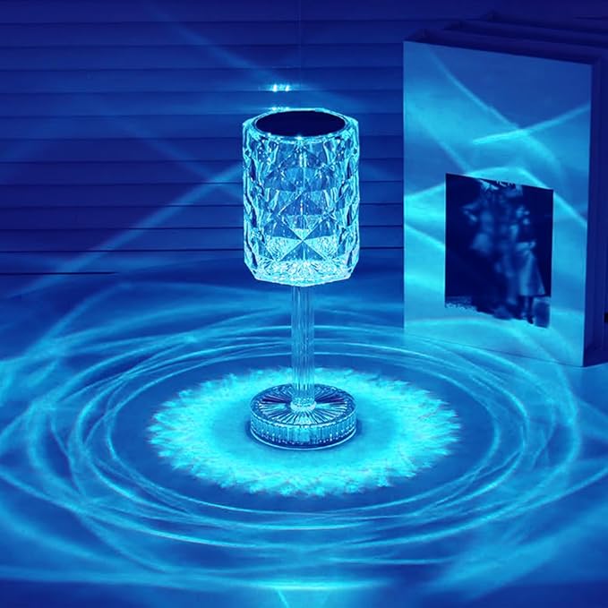 Portable Crystal Table Lamp,Acrylic Cordless LED Desk Lamp with Touch Control, 3 Color Touch Control Rechargeable Lamp, Night Light, Bedside Lamp,Dining Room Lamp (16 Color)