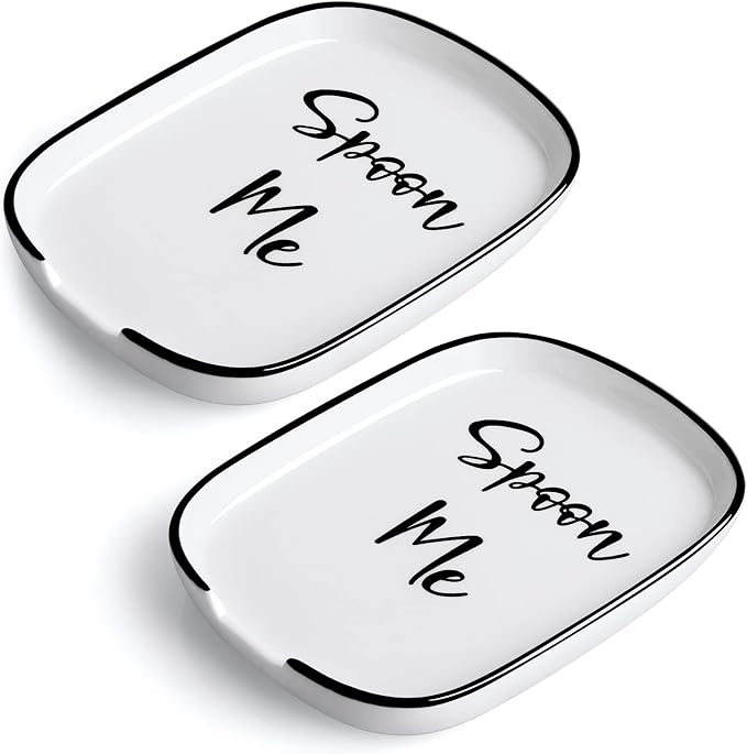 Ceramic Spoon Rest for Stove Top, Large Spoon Holder for Kitchen Counter, Coffee Spoon Rest, Heat-Resistant Cooking Utensil Rest, Modern Kitchen Decor, Set of 2