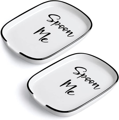 Ceramic Spoon Rest for Stove Top, Large Spoon Holder for Kitchen Counter, Coffee Spoon Rest, Heat-Resistant Cooking Utensil Rest, Modern Kitchen Decor, Set of 2