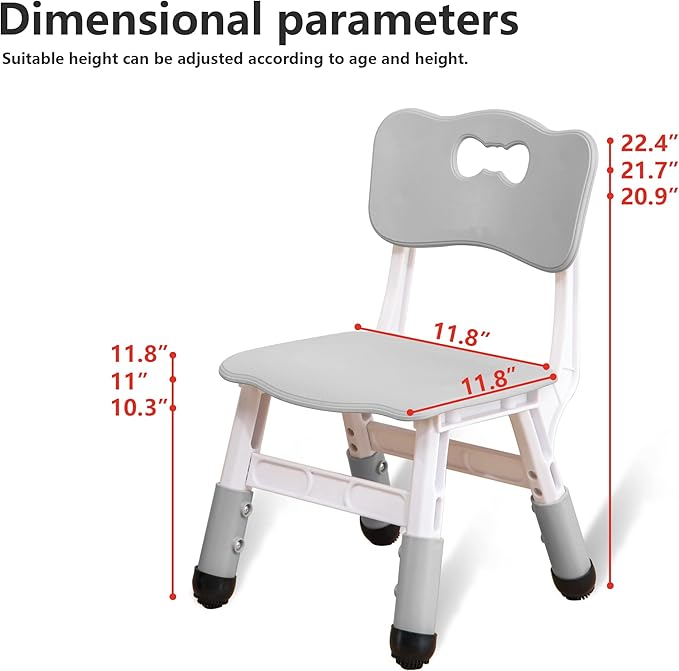 Kids' Desk Chairs Adjustable Height is Suitable for Children's Chairs Used in Families, Schools and Day-Care Between 2-10 Years Old The Max Bearing Capacity is 220LB(4PCS-Grey)