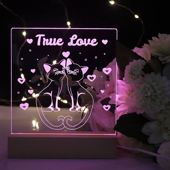 2Pack 6" Wood Rectangle Display Pedestal,Wooden Rectangle Colorful Lights Display Base for Acrylic and Plexiglass,Wood Night LED Light Lamp Base