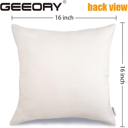 GEEORY Christmas Pillow Covers 16 x 16 Inch Set of 4, Striped Wooden Tree Snow Sleigh Merry Bright Xmas Holiday Decor Decorative Throw Cushion Case Decoration for Home Party Sofa Couch (Brown)
