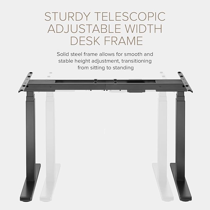POUT TEKDEC Dual Motor 3-Stage Electric Adjustable Standing Computer Desk Base 24.4” - 51" Height for Home and Office (White)