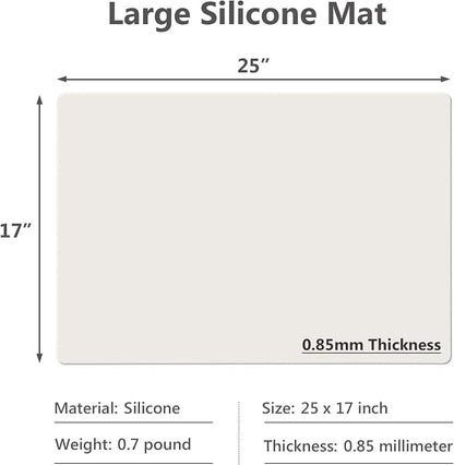 25"x 17"x 0.03" Silicone Mats for Kitchen Counter, Large Silicone Countertop Protector, Nonskid Heat Resistant Desk Saver Pad, Multipurpose Mat, Placemat, Beige