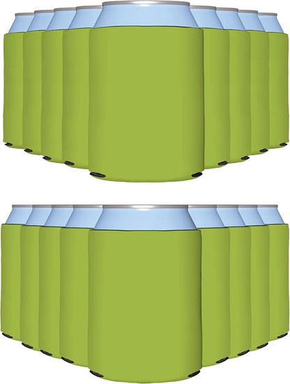 PartyPrints 200 Pack Olive Blank Can Cooler Sleeves, Customizable Bulk Insulated Foam for Beer, Collapsible Plain Drink Holder, Cold Soda Insulator, 12oz Regular, 16oz Tall Cans