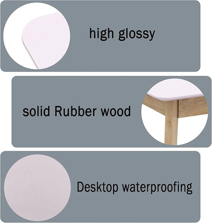 TaoHFE Pink Vanity Desk with Solid Rubber Wood Legs Glossy Pink 39 Inch Vanity Table Computer Desk for Home Small Spaces Girl Makeup Desk Modern Vanity Desk No Mirror Dressing Table for Bedroom