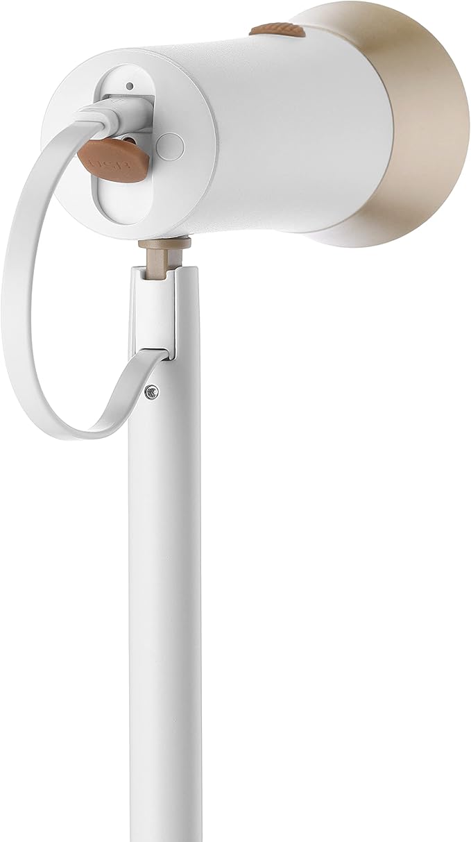 Dimmable LED Desk Light Study Lamp w/Adjustable, Rechargeable & Detachable Head - Home/Dorm/Office Table Lighting for Work, Reading & Studying - White/Gold