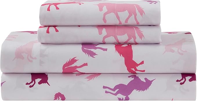 Kids Bedding Set Bed in a Bag for Boys and Girls Toddlers Printed Sheet Set and Comforter, Twin, Unicorn Forever