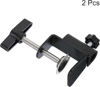 PATIKIL 0.49" Hole Dia. Desk Clamp, 2 Pcs Universal C-Clamp Base with Adjustable Screw for Microphone Mic Arm Table Lamp Mount Holder, Black