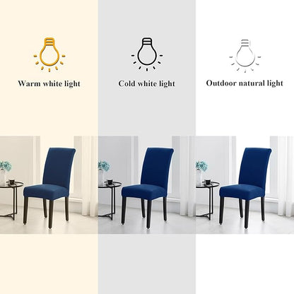 Joccun Chair Covers for Dining Room Set of 2,Dining Chair Slipcovers Stretch Dining Room Chair Covers Seat Protector,Washable Parsons Chair Cover for Home,Banquet(Classic Blue,2 Pack)