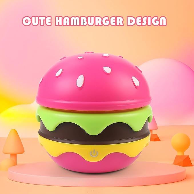 Cute Desk Lamp for Kids, Hamburger Girls Small Desk Lamps Rechargeable with Dimmable Touch Adjustable Neck, Kawaii Desk Lamp Night Lights,Girl Desk Accessories Kawaii Room Decor for Kid Gifts