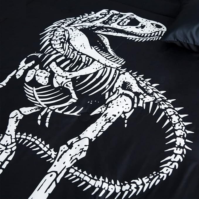 ADASMILE A & S Dinosaur Comforter Set Twin Size for Boys Kids 6 Piece Dinosaur Bedding Twin Bed in A Bag Comforter Set with Sheets Dinosaur Bed Set Bone Dinosaur Sheets Bone Dinosaur Comforter Sets