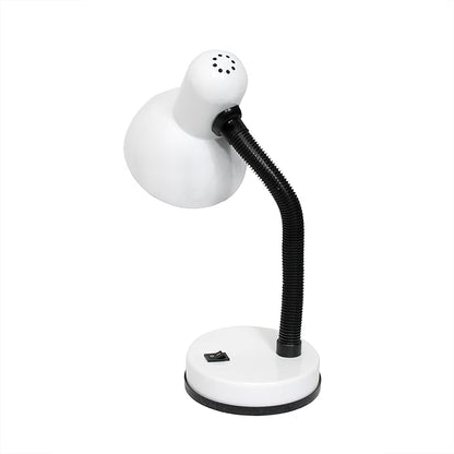 Simple Designs LD1003-WHT-LB 14.25" Basic Metal Desk Lamp with Flexible Hose Neck for Office, Living Room, Bedroom, College Dorm, Bookshelf, White, with Feit LED Bulb Included