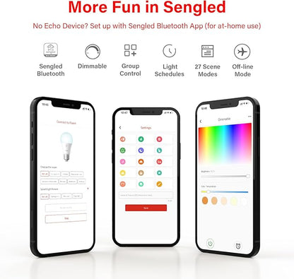 Sengled Alexa Light Bulb, S1 Auto Pairing with Alexa Devices, Smart Light Bulbs that Work with Alexa, Bluetooth Mesh Smart Home Lighting, Daylight 5000K, E26 60W Equivalent, 800LM, 6-Pack